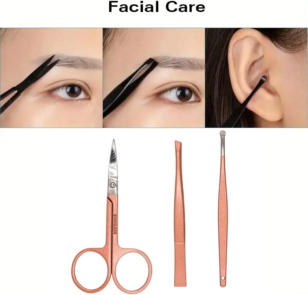 Manicure Set Nail Clipper Kit Personal Care Manicure Pedicure Set Mens Womens Accessories Nail Grooming Kit Personal Care Set (Pink and Black)
