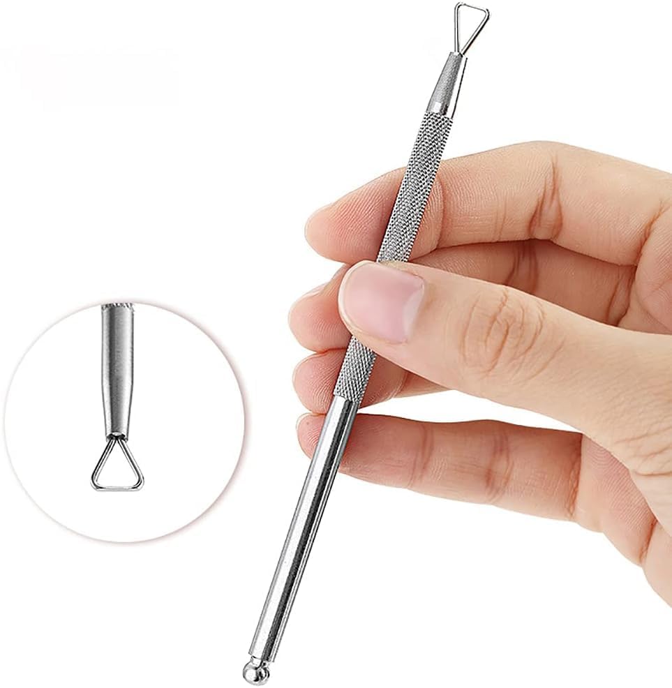 2PCS Silver Stainless Steel Cuticle Pushers – Triangle Cuticle Peeler & Scraper – Nail Art Gel Polish Remover Tools for Manicure & Pedicure, Fingernail & Toenail Care