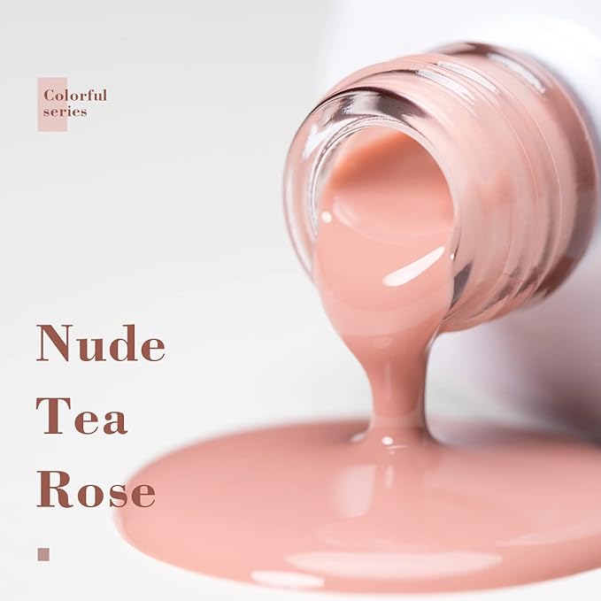 RARJSM Nude Gel Nail Polish Milky Tea Rose Neutral Nude Colors Skin Tone Gel Polish 15ml Single Bottle Sheer Jelly Transparent Polish Soak off UV LED Cured for Salon Home DIY French Manicure
