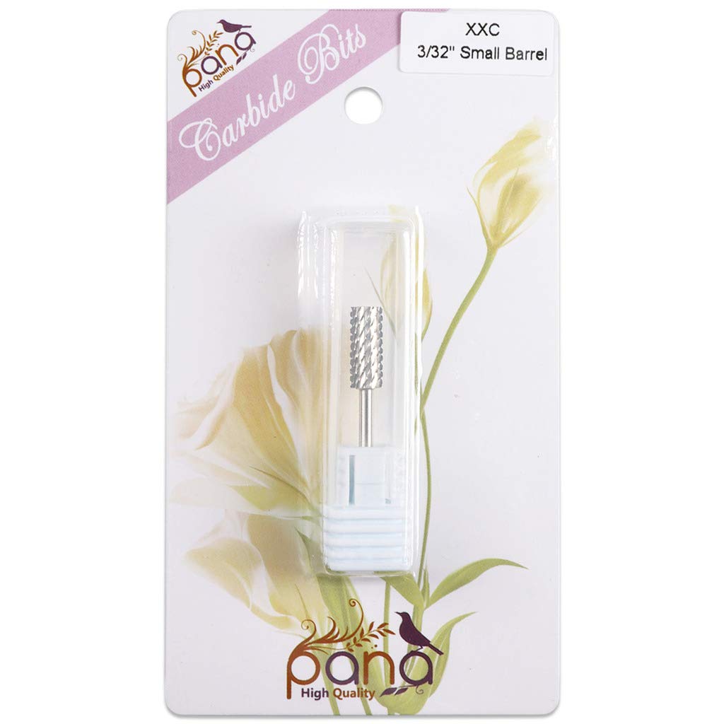 PANA Nail Carbide Cylinder Bit - Two Way Rotate use for Both Left and Right Handed - Fast remove Acrylic or Hard Gel - 3/32" Shank - Manicure, Nail Art, Drill Machine (2X Coarse, Silver)