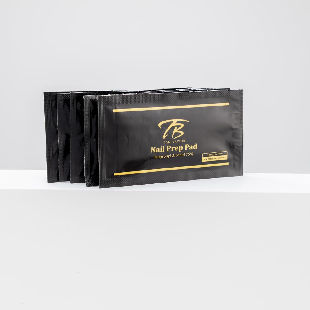 Tom Bachik Nail Prep Pads – 20 Individually Wrapped Lint-Free Wipes for Gel Nail Prep, Oil & Residue Removal – Salon-Quality Manicure Prep for At-Home or Professional Use