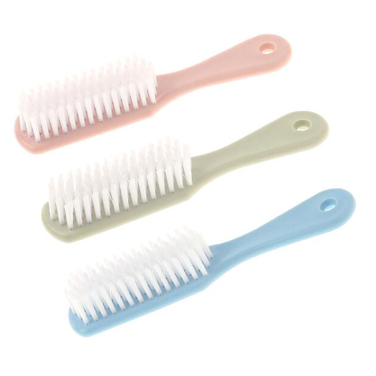 3 Pcs Handle Grip Nail Brush,Nail Cleaning Brushes,Colorful Hand Fingernail Cleaner Brush,Long Handle Pedicure Brushes Kits for Toes/Nails Men Women(Random color)