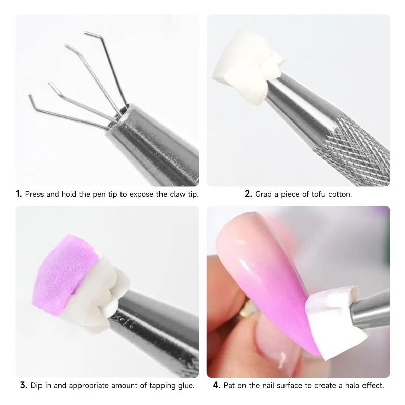 Nail Sponges Set for Ombre Gel,Nail Art Tools Set-50Pcs colorful Nail Sponges With 1 pink Grabbing Pen Transparent Plastic Storage Box Used to Store Nail Art Tools