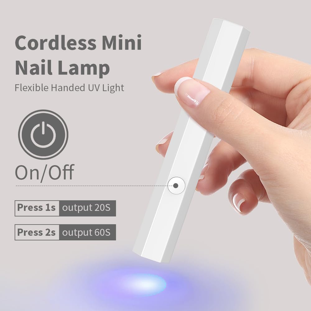 UV Nail Lamp, Small Nail Cure Light, Flash Cure Lamp for Gel Nails, LED Nail Lamp for Gel Polish, Manicure USB Nail Dryer for Fast Curing at Salon Home DIY White
