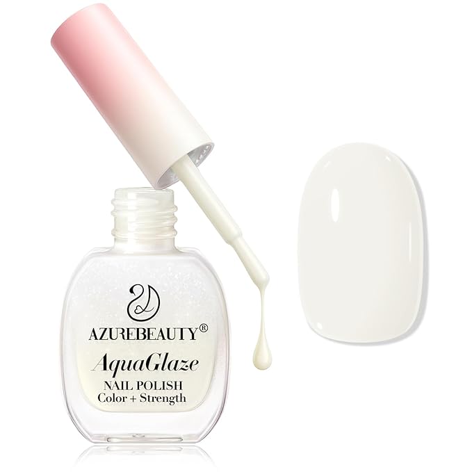 AZUREBEAUTY Warm White Nail Polish, Natural Quick Dry Nail Strengthening Glossy Finish for DIY Manicure & Nail Art, Salon Quality