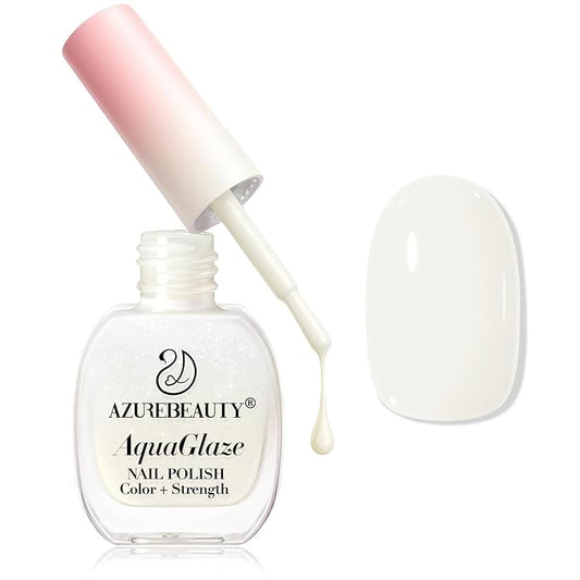 AZUREBEAUTY Warm White Nail Polish, Natural Quick Dry Nail Strengthening Glossy Finish for DIY Manicure & Nail Art, Salon Quality
