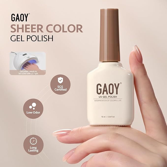 GAOY Nude Jelly Gel Nail Polish, 16ml Sheer Translucent Netural Soak Off Gel Polish, UV Light Cure for Nail Art DIY at Home, 3156 Misty Nude