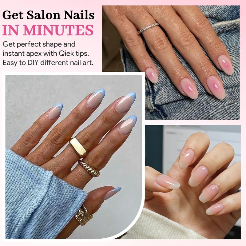 Medium Oval Fake Nail Tips - 15 Sizes 240 PCS Clear Half Matte Press On False Nail Tips Pre-shaped Soft Full Cover Gel Nail Tips Extensions Thick Long Lasting for DIY Beginners& Salon Manicure
