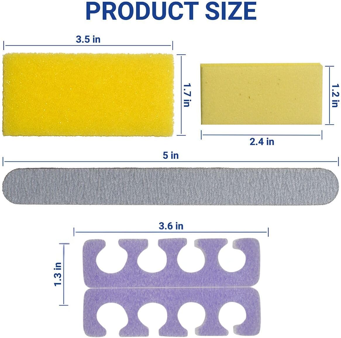 4-Piece Pedicure Kit, 200-Count – Individually Packed, Includes Purple Pumice Pad, Wood Nail File 80/100 Grit, Mini Buffer, Toe Separators – Professional Disposable Pedicure Supplies