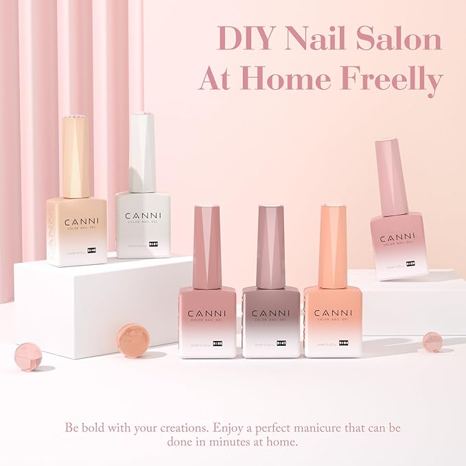 CANNI Jelly Gel Nail Polish Set – 6 Sheer Colors (Milky White, Light Pink, Nude Peach), 9ML Each, Transparent Soak Off UV LED HEMA-Free Manicure Gel for Women