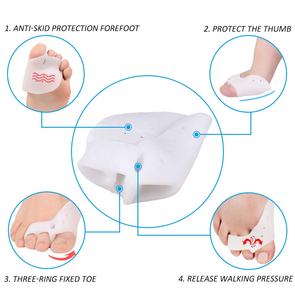 Toe Separator Gel Bunion Corrector Hammer Toe Straightener Professional Forefoot Cushions Toe Straightener Bunion Pads Relieve Hammer Toe Bunion Overlapping Toe Callus Blister for Men Women(5 Pair)