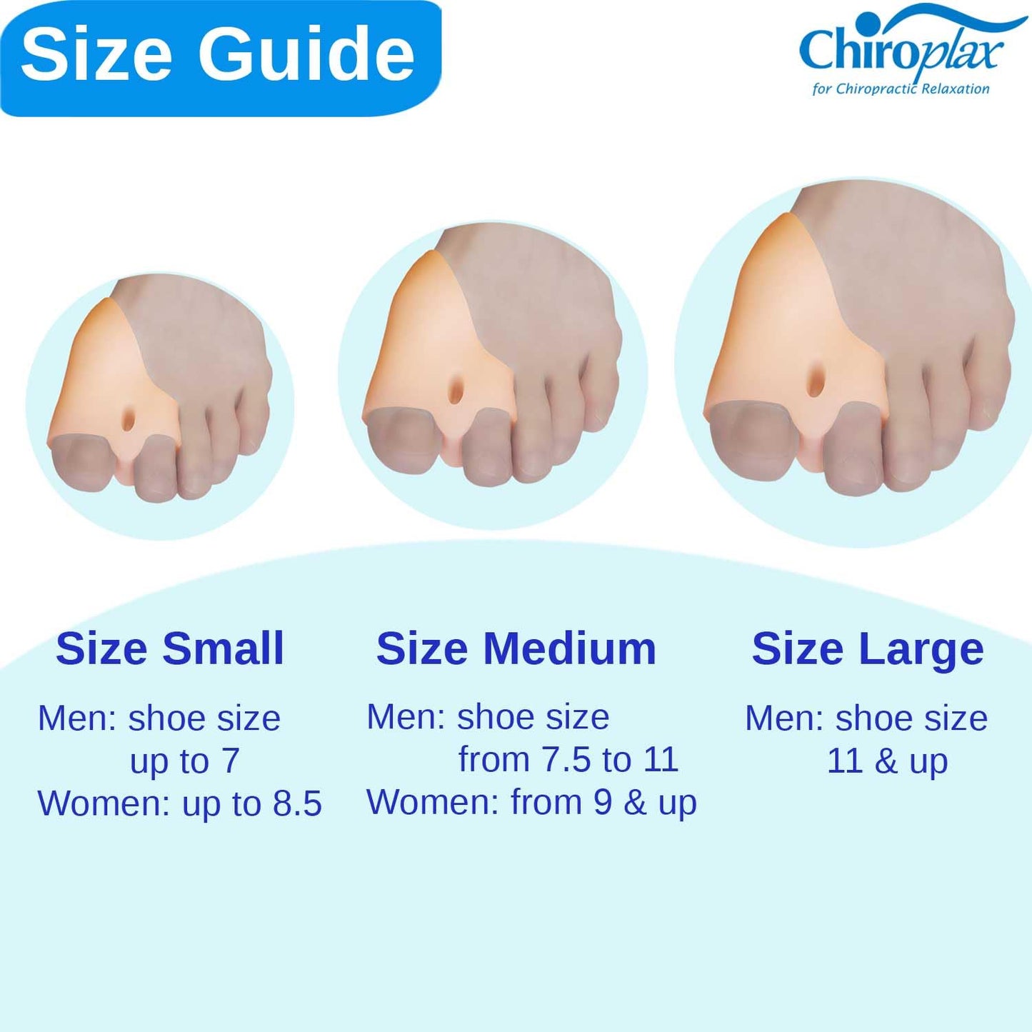 Chiroplax Bunion Corrector for Women & Men Relief Cushion Pads Hallux Valgus Guard Toe Separator Straightener Splint Protector Shield Spacer Sleeve Cover (4 Pads w/Shims, Medium)