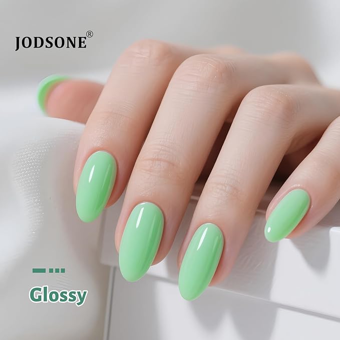 JODSONE Mint Green Gel Nail Polish 10ml Soak Off Nail Polish Light Green Nail Color Salon Quality Long-Lasting, Vegan & Cruelty-Free Beginner-Friendly Need U V Lamp Curing