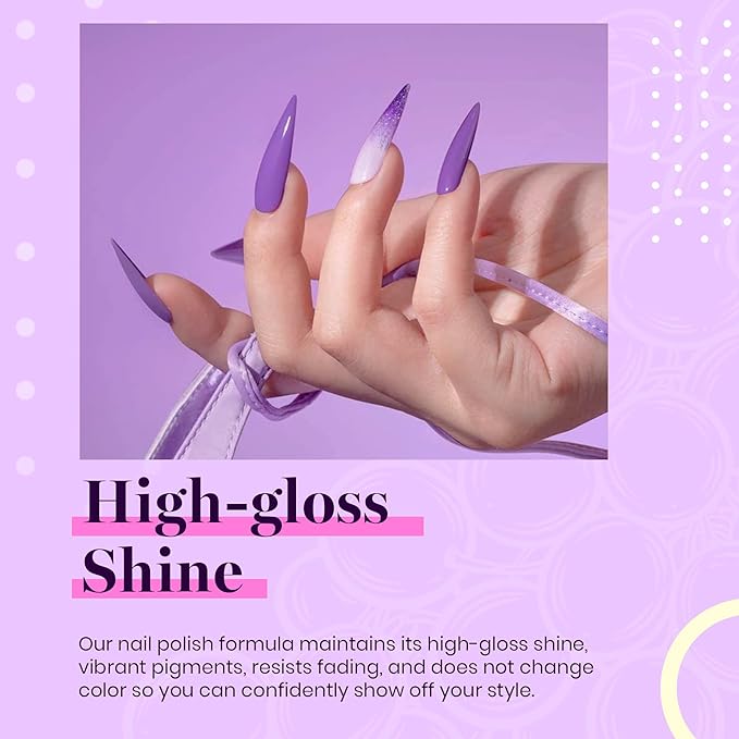 beetles Gel Polish Grape Vine Purple 6 Colors Purple Lavender Dark Lilac Glitter Pink Nail Polish Soak Off Uv LED Gel Nail Kit Salon Diy Nail Art Manicure Salon Home Gifts for Women