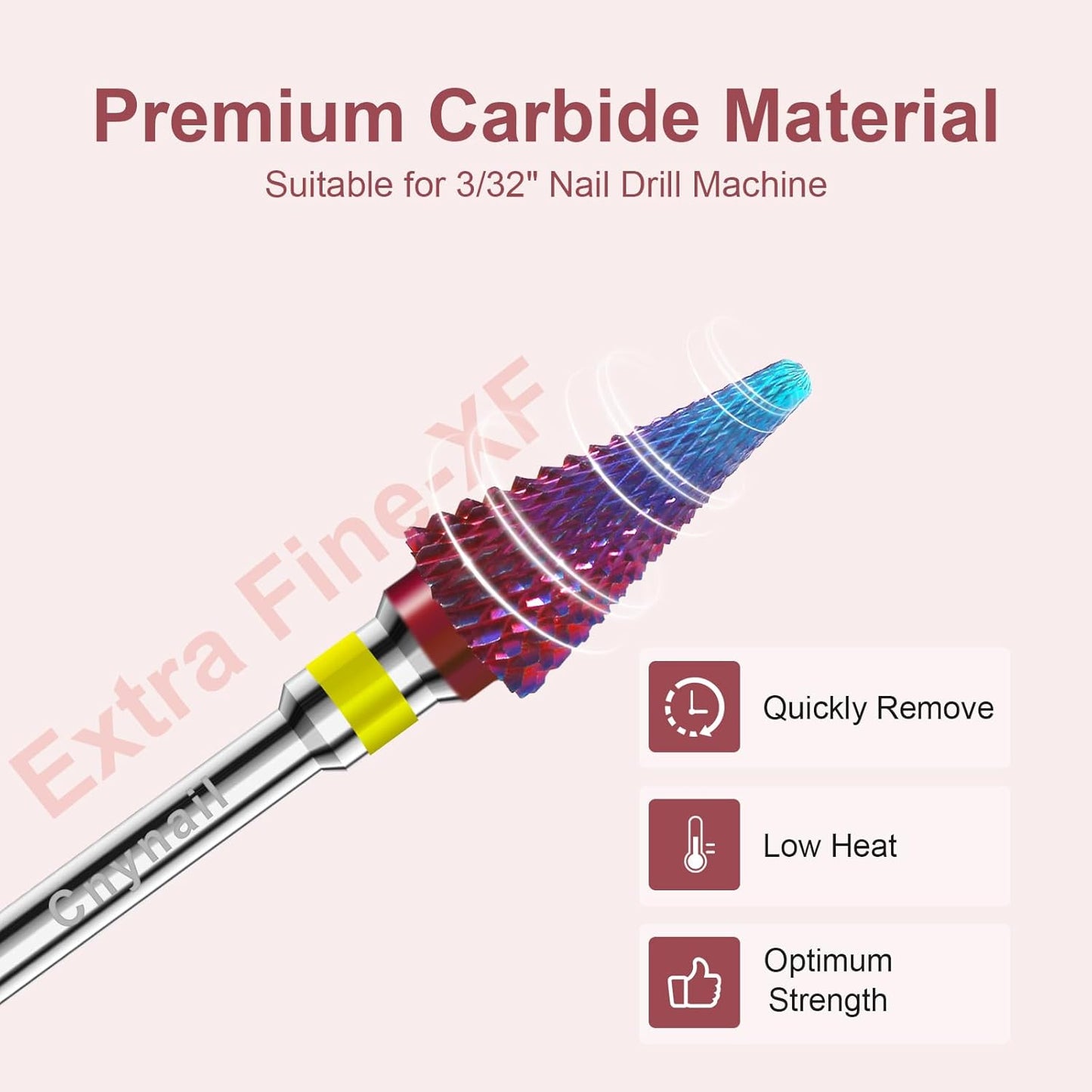 3/32" 2PCS Clean Umberllas Bits Extra Fine Grit Carbide Cuticle Cleaner Bit for Electric Nail Drills – Professional Manicure Tool for Nail Salons and Home Use (XF Grit. Purple)