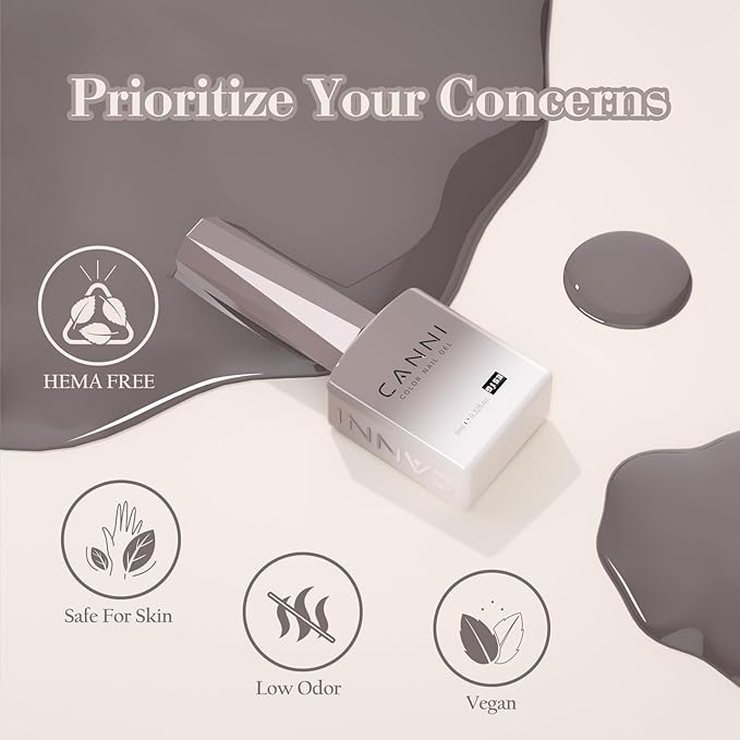CANNI Jelly Gel Nail Polish Set – 6 Colors (Milky White, Nude, Grey), 9ML Sheer Translucent Neutral Gel Polish, Soak Off UV LED, High Gloss Salon Manicure for Women