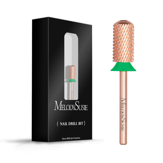 MelodySusie Safety Nail Drill Bits, 3/32'' Smooth Round Top Large Barrel Carbide Bits, Suitable for Manicure Pedicure Cuticle Gel Polishing, Beginners Bits, Rose Gold, Series Bit-S, Coarse