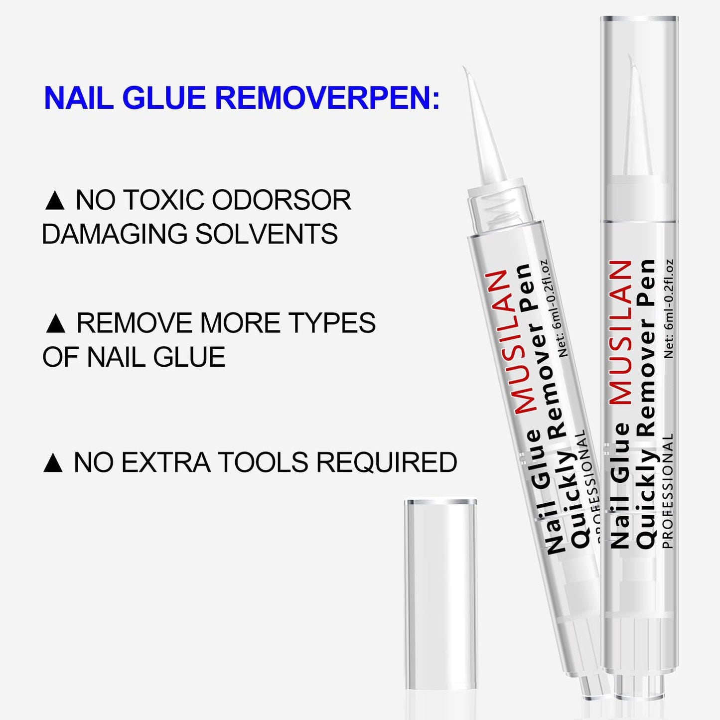 3 IN 1 Nail Glue Remover,3PCS 6ML Nail Glue Remover Pen For Press On Nails,Click Remove Pen Design,Click Glue Gel For Fake Nails Debonder Adhessive Not for Gel Polish Base Coat