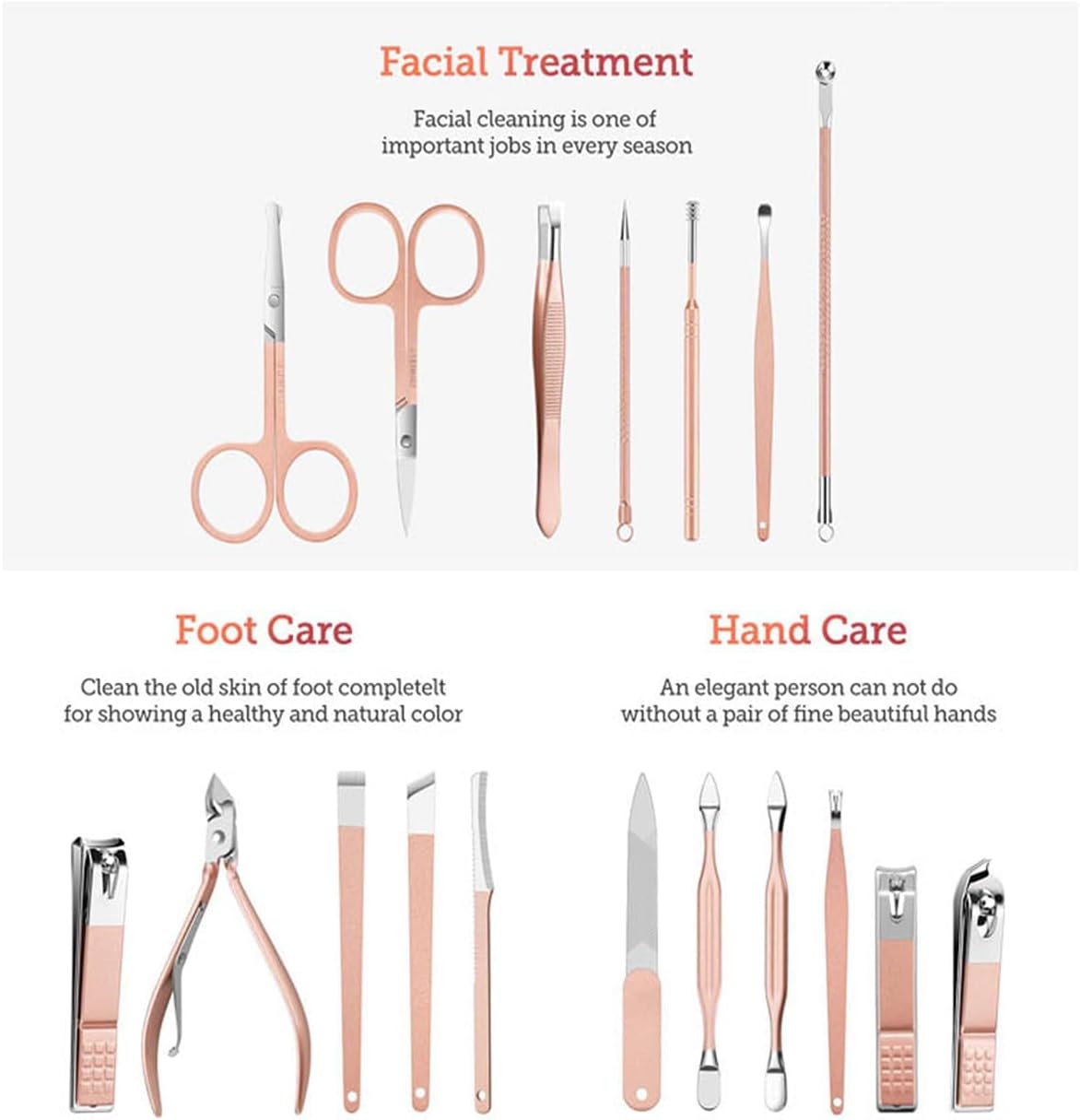 Manicure Set - Luxurious Leather Travel Case with Complete Stainless Steel Nail Clippers and Care Tools - Portable 18-Piece Nail Kit (Pink)
