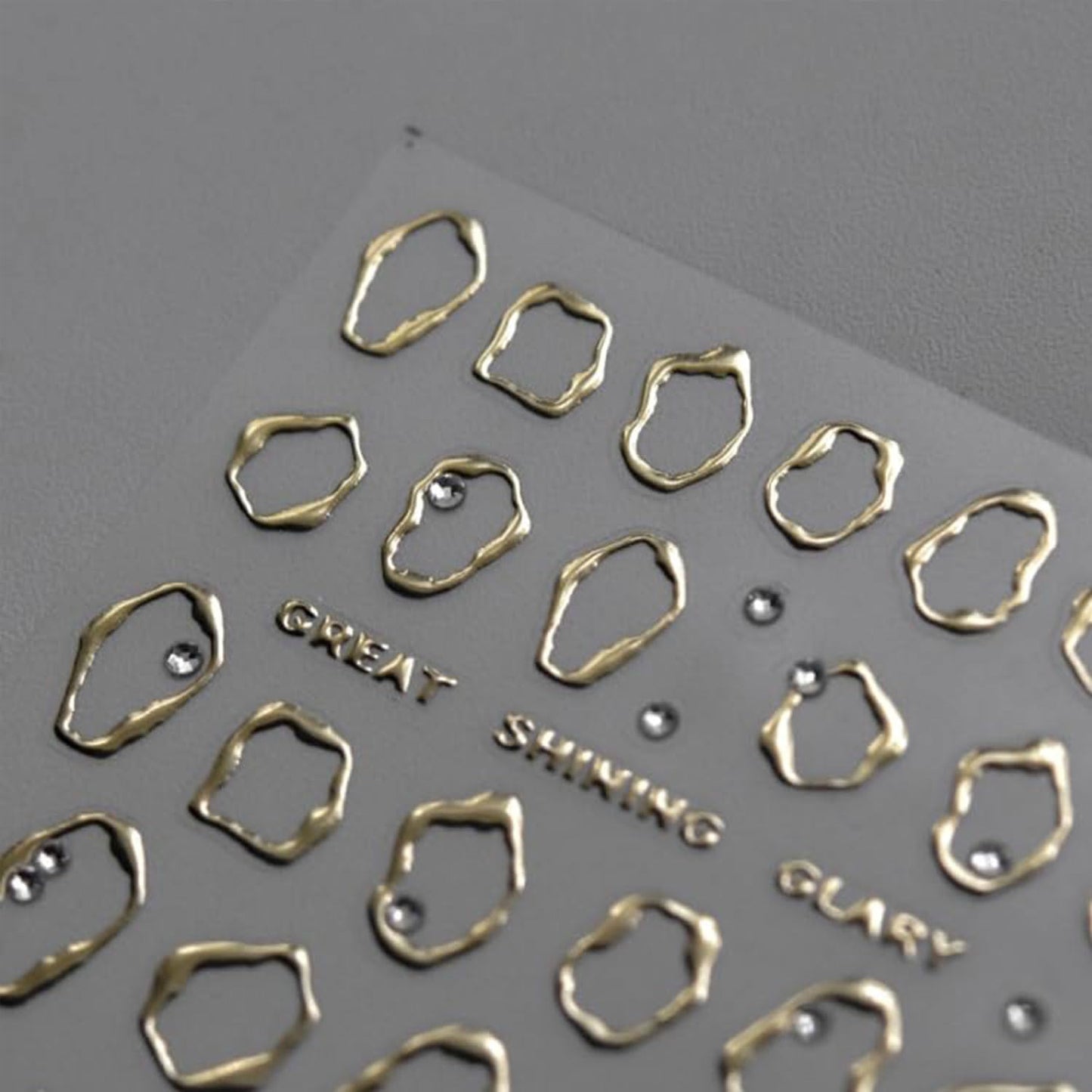 2 Sheets 5D Nail Stickers Gold Silvery Nail Decals Hollow with Rhinestones Nail Design Stickers Embossed Self-Adhesive Manicure DIY Accessories for Women