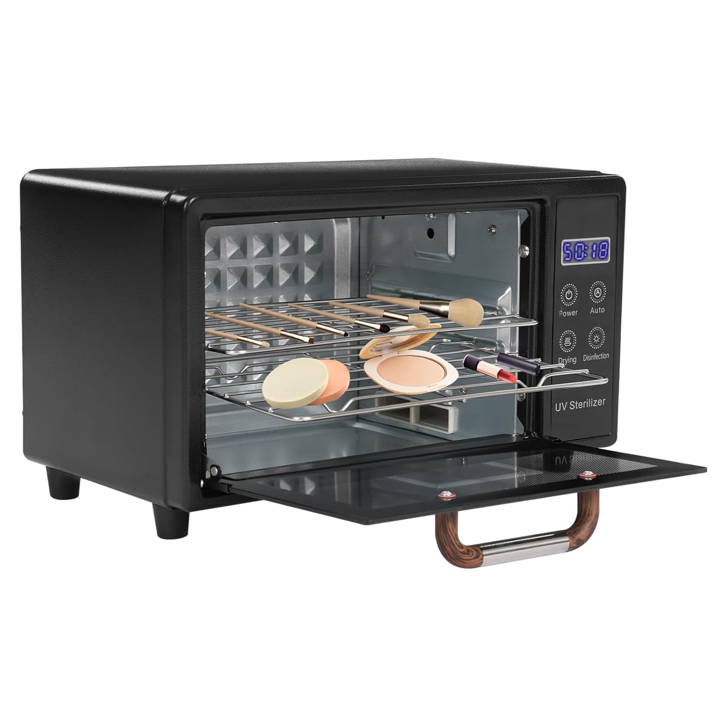 Nail Tool Cleaning Machine, 10L Multi-Functional Nail Cleaner Box with Adjustable Tiers & LED Display UV Light NailTools Cleaning Machine for Home Use, Barbers, Beauty Salons, and Spas (Black)