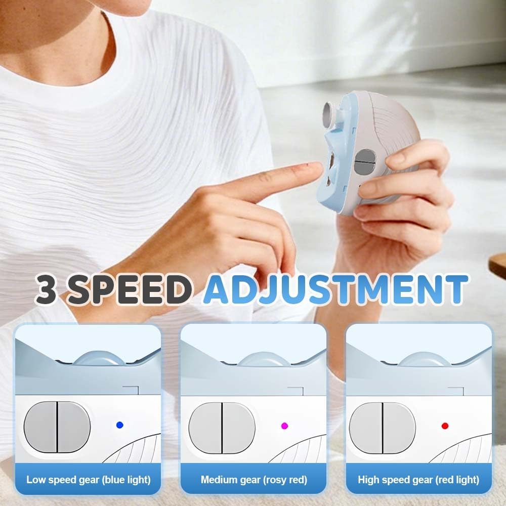 3-in-1 Automatic Electric Nail Clipper for Kids Baby, 3 Speeds Strong Power Electric Nail Trimmers with Polishing, Led Light, Clips Storage, Rechargeable Smart Toenail Clippers Nail Cutter