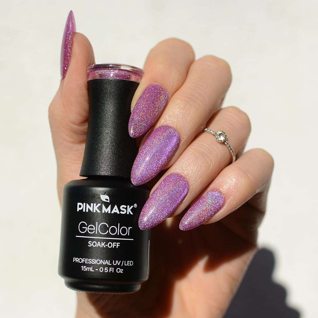 PINK MASK Gel Color Nail Polish Jupiter - Col. Planetary Brilliance 15ml / o.5 oz - UV/LED Gel Polish, Non Wipe, Long Lasting, Soak Off Formula