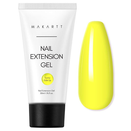 Makartt Poly Nail Gel-50ML Large-Bright Yellow Color, Strong Builder for Extension Overlay Strengthener 3D Diy, Multifunctional, Long-lasting for Nails French Manicures Home Salon-Sunny Side Up