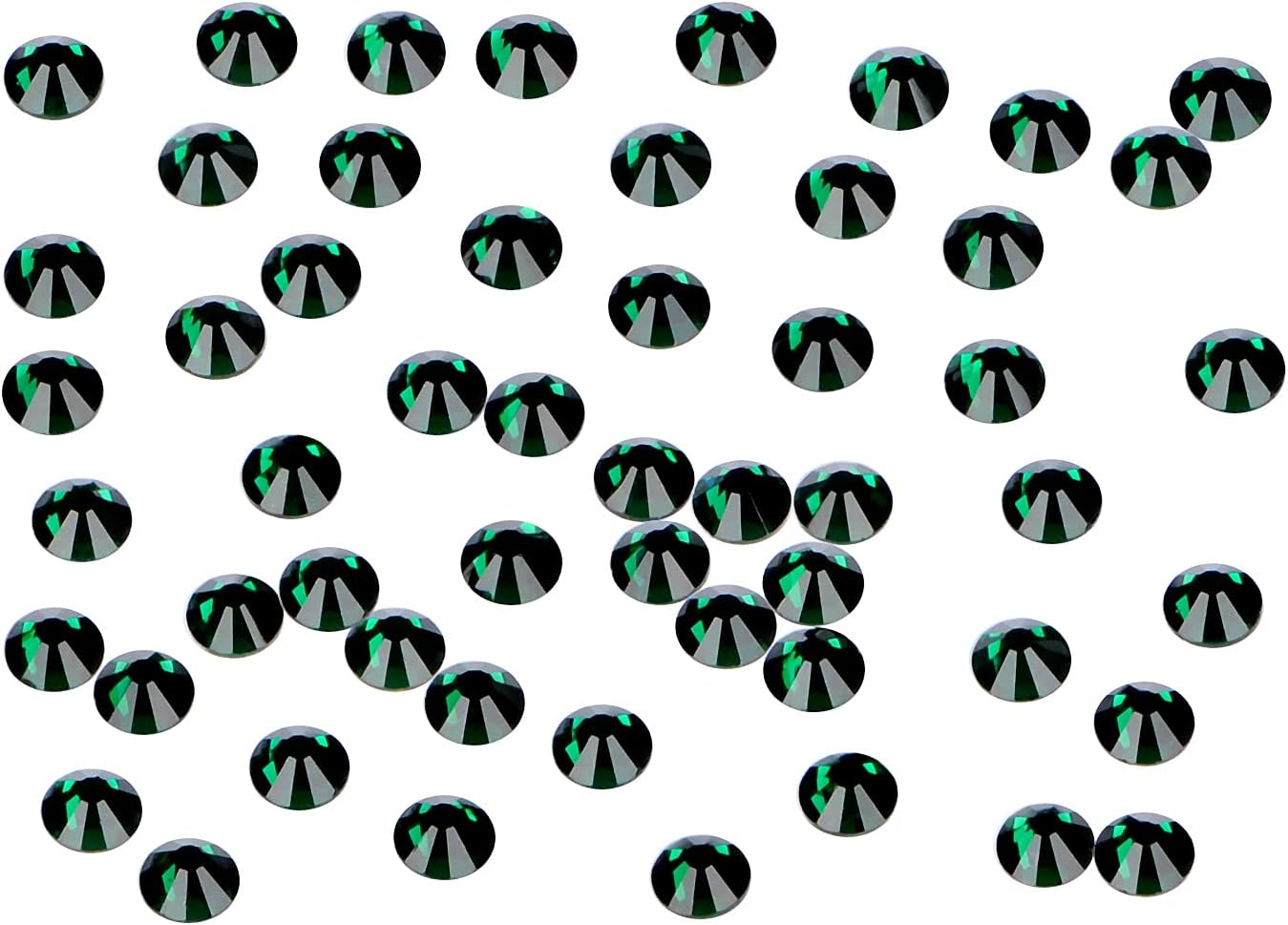 2880PCS Art Nail Rhinestones Non Hotfix Glue Fix Round Crystals Glass Flatback for DIY Jewelry Making with one Picking Pen (ss10 2880pcs, Emerald)