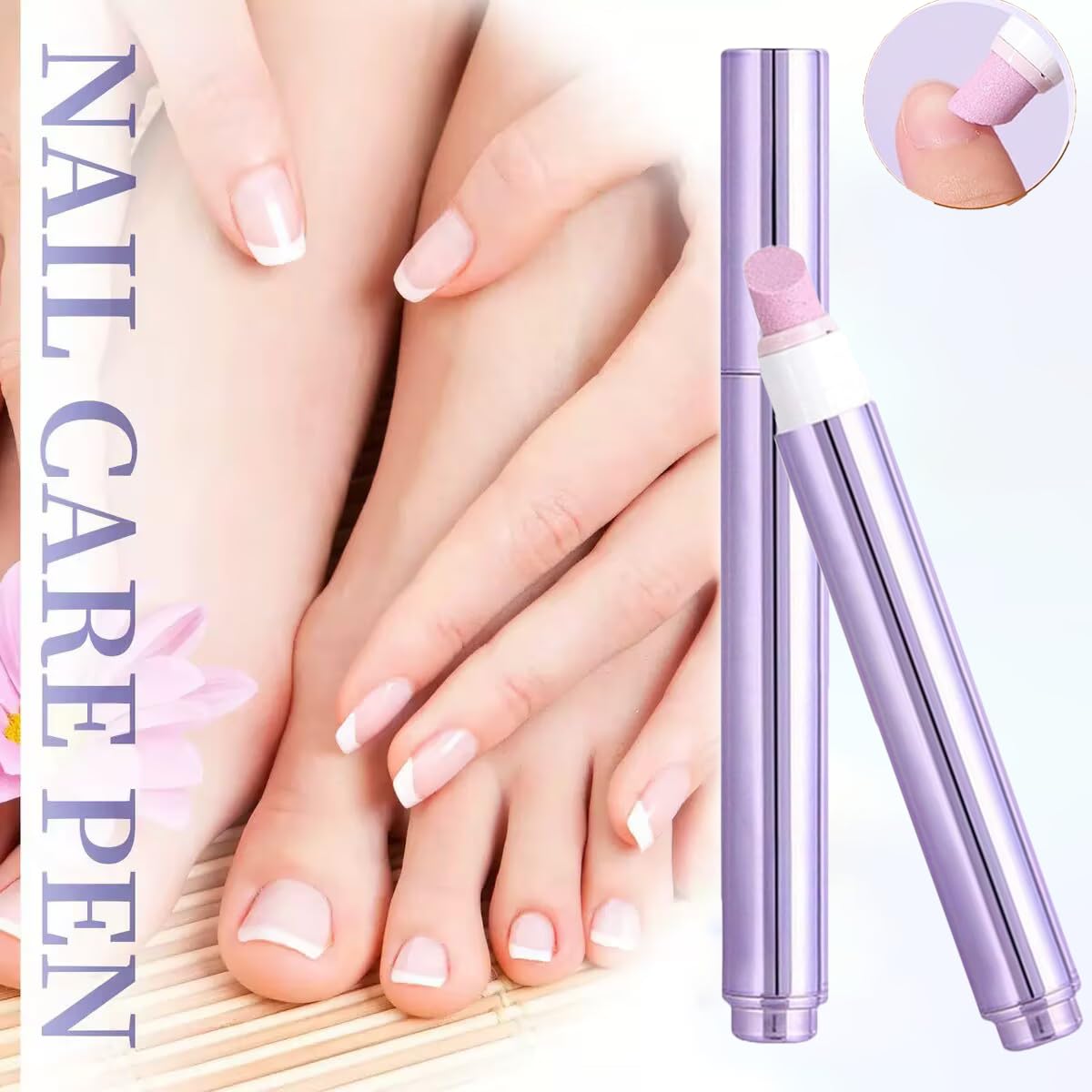 3-in-1 Nail Care Pen, 2025 Upgrade Cuticle Oil Pen for Nails, Ceramic Cuticle Pusher with Oil, Refillable Cuticle Oil Pen, Nail Buffer & Strengthener for Dry, Brittle Nails (Large 1Pcs)