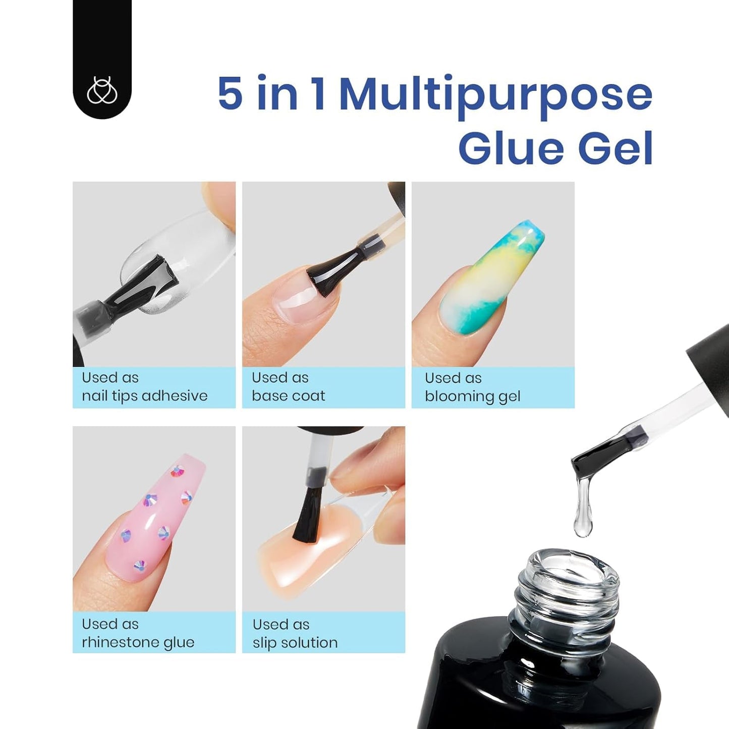 Beetles Gel Nail Kit Almond Nail Tips Easy Nail Extension Set 9 In 1 Nail Glue Gel with Pre shaped Medium Almond Nail Tips & UV Nail Lamp Acrylic Nail Clipper DIY Art Gifts for Her