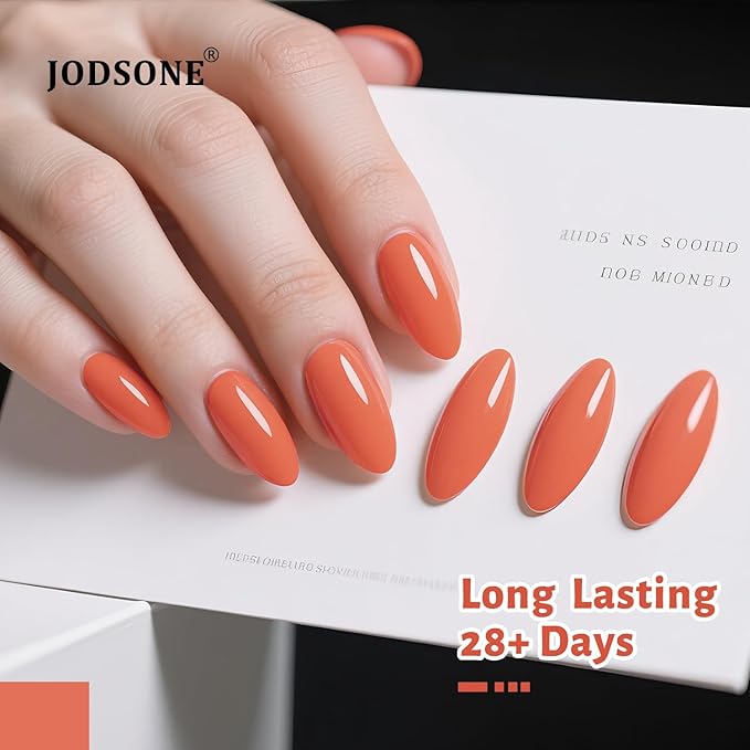 JODSONE Coral Orange Gel Nail Polish 10ml Soak Off Nail Polish Orange Nail Color Salon Quality Long-Lasting Vegan & Cruelty-Free Low Odor Need U V Lamp Curing