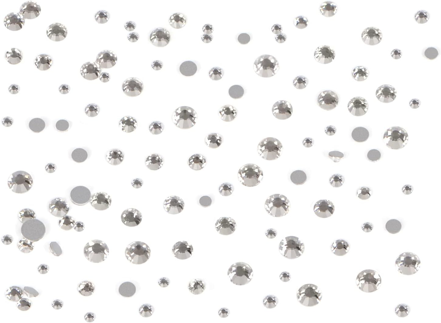 Bymitel 7200 Pieces 6 Mixed Sizes Glue Fix on Glass Rhinestones Round Crystal Gems Flatback for DIY Jewelry Making with one Picking Pen(6-Sizes 7200PCS, Clear Crystal)