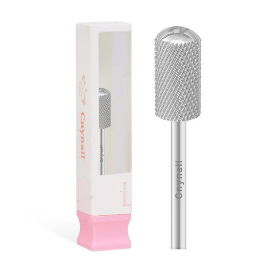 3/32" Large Barrel Smooth Round Top Tungsten Carbide Nail Drill Bit Safety Bit for Gel & Acrylic Removal, 2-Way Rotating Efile Tip, Salon Electric File Accessory (M Grit, Silver)