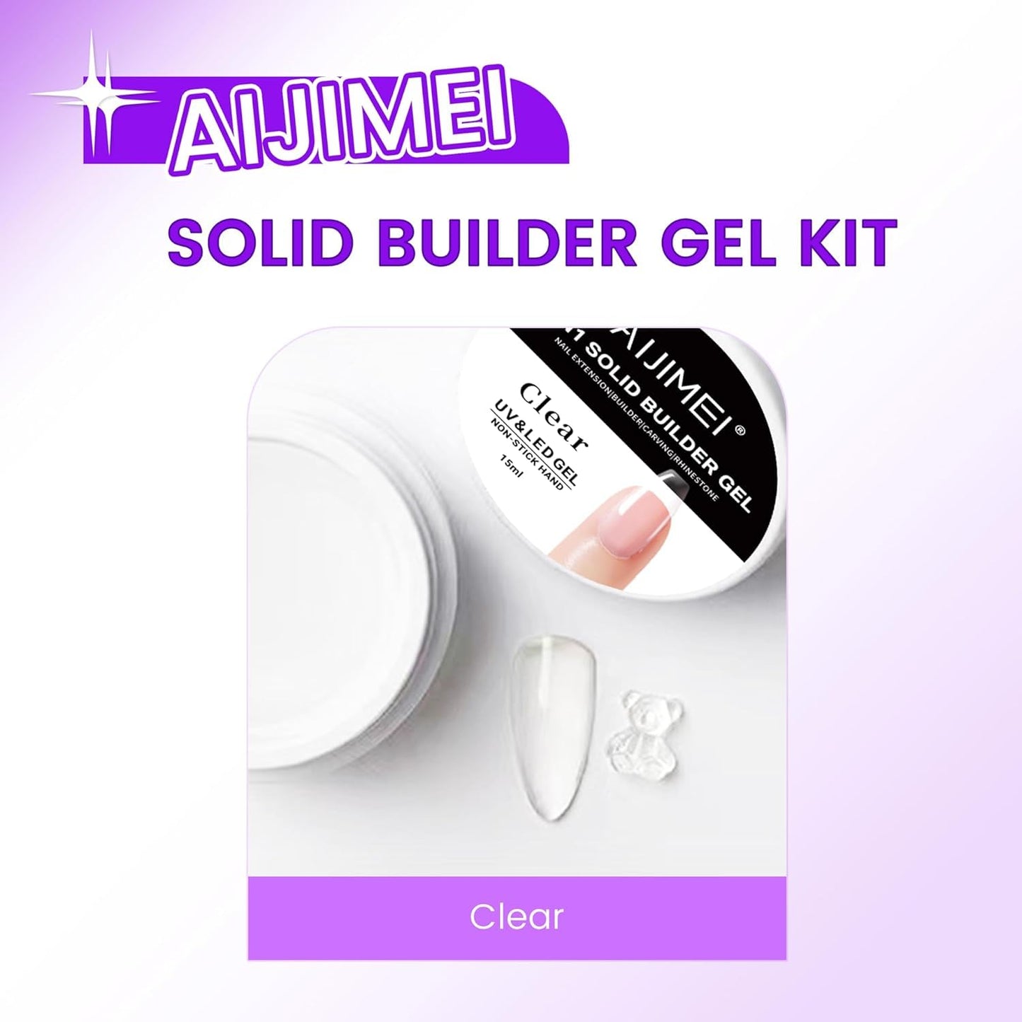 AIJIMEI Solid Builder Gel Kit With Manicure Tools for Nails 15ML 4IN1 NailExtensionGel UV & LEDGel forNails Long-Lasting NailExtension Gelfor NailsManicure DIY at Home (SOLID-GEL-A7)