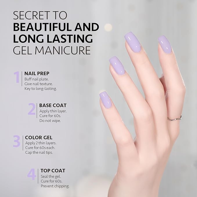 GAOY Pastel Purple Gel Nail Polish, 16ml Soak Off Gel Polish, UV Light Cure for Nail Art DIY Manicure at Home, 2000 Pale Lilac
