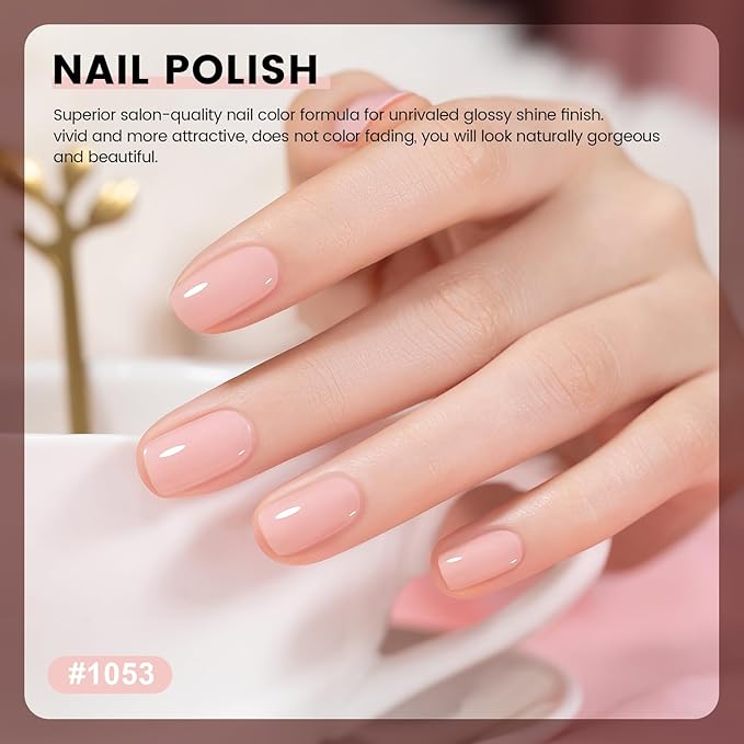 RARJSM Bubble Pink Nude Gel Nail Polish 2pcs Set,Gel and Lacquer Combo,PalePink Air Dry Nail Lacquer and Nude Pink GelPolish LED UV Curing Requires French Manicure DIY Nail Art Home Salon 15ml