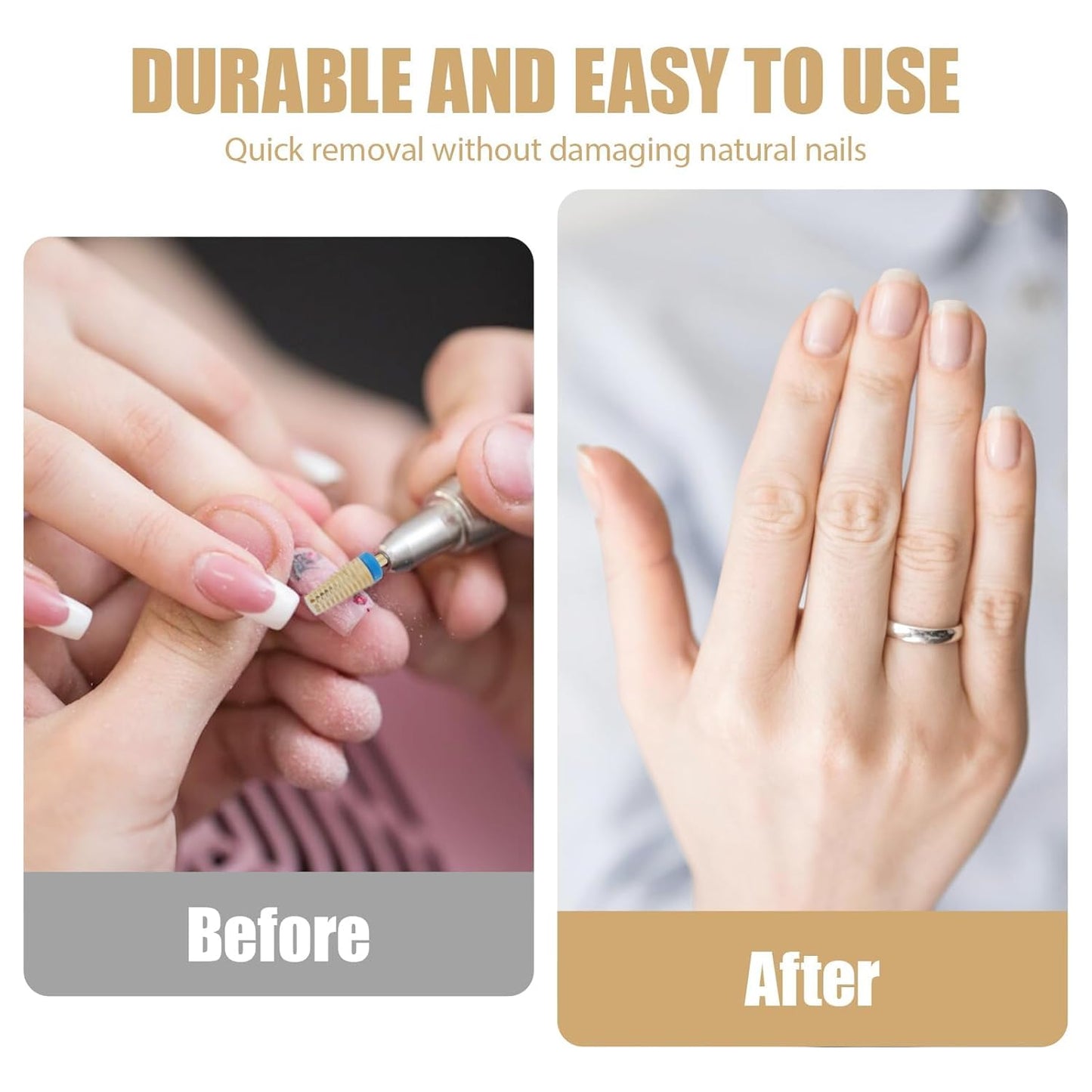 2 Pcs 3/32" 5 in 1 Professional Carbide Nail Drill Bits Sets with Case, 2 Pack Tungsten Safety Drill Bits Tech Cuticle Bit Fast Remove for Manicurist Nail Salon Manicure Pedicure Gel Polishing (Gold)