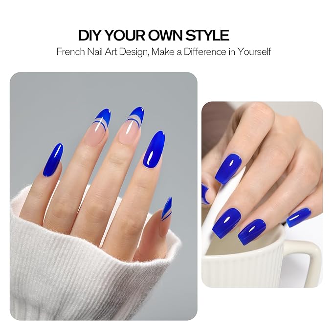 Royal Blue Gel Nail Polish, 15ml Sapphire Blue Gel Polish Color Soak off UV LED Spring Summer Nail Polish Art Design DIY Salon Manicure for Women Girls