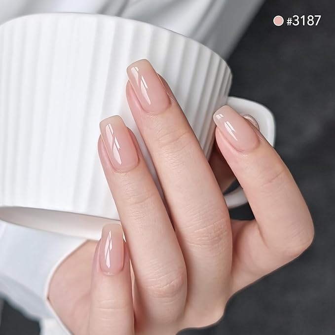 GAOY Jelly Green Spring Summer Gel Nail Polish Set, 6 Transparent Colors Sheer White Blue, Soak Off UV Light Cure Gel Polish Kit for Nail Art DIY at Home