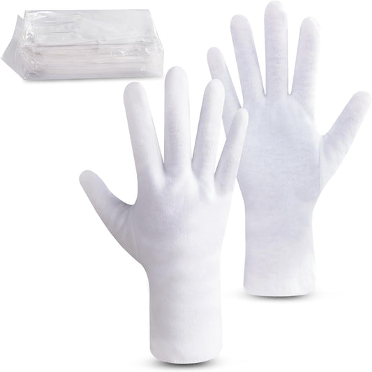 HandLove Premium 100% Cotton Gloves | Moisturizing Gloves for Dry Hands & Eczema | Overnight Sleeping Gloves, Eczema Gloves | Extended Wrist White Gloves with Pure White, 12 Pairs
