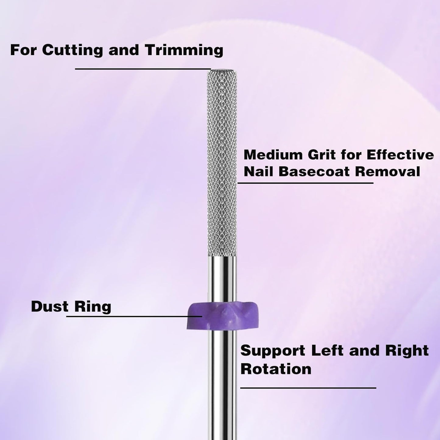 3/32” Tungsten Carbide Nail Drill Bit Buffer Cuticle Remover, Two-Way Rotation Fine Grit-3XF Professional Gel Remover for Manicure Home Salon Pedicure Use Sliver