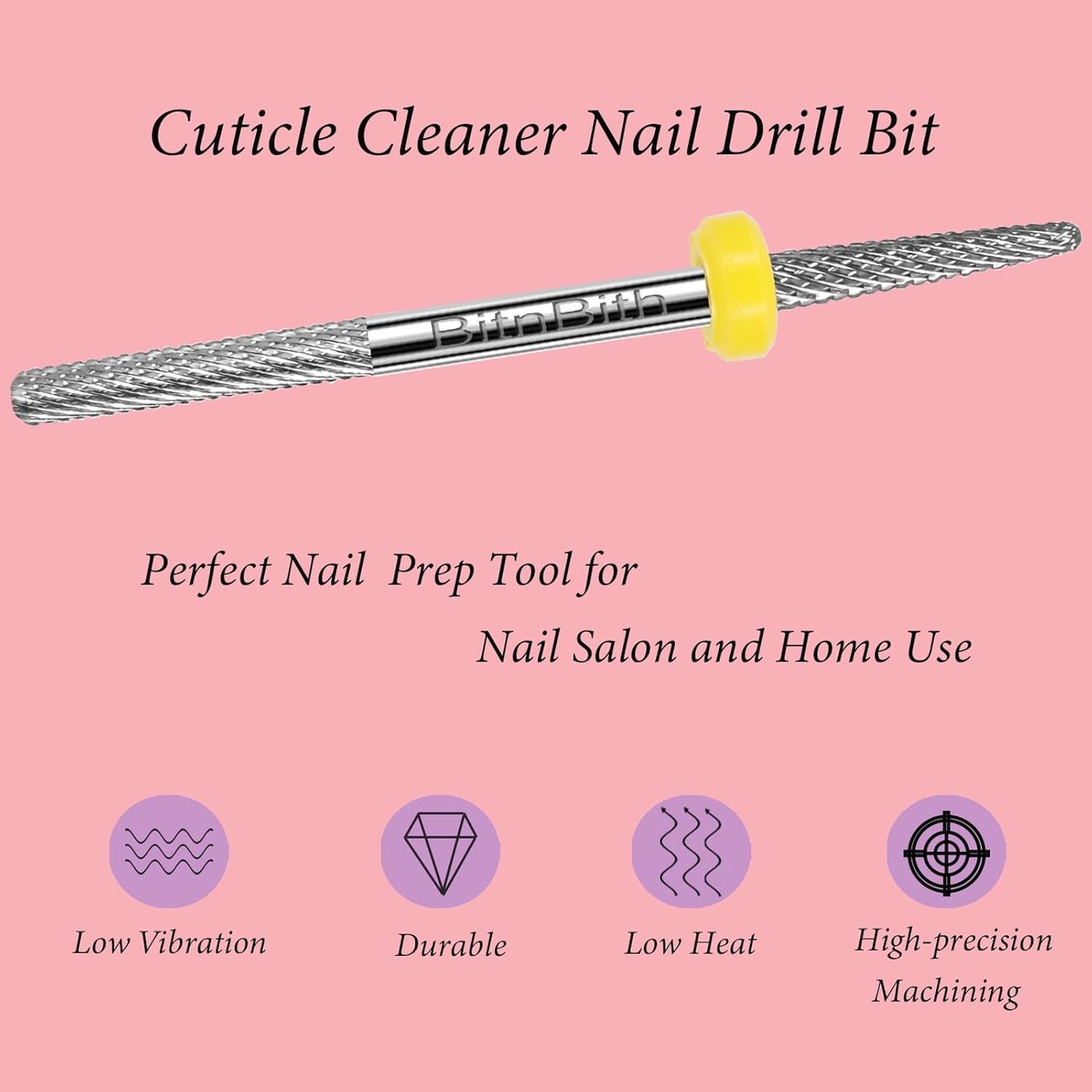 Nail Drill Bit Double Heads Cuticle Drill Bit 3/32" Professional Tungsten Carbide Nail Bit,Safety for Nail Prepare,Dead Skin Cleaner,Manicure Pedicure Nail Supplies Home Salon,Extra Fine