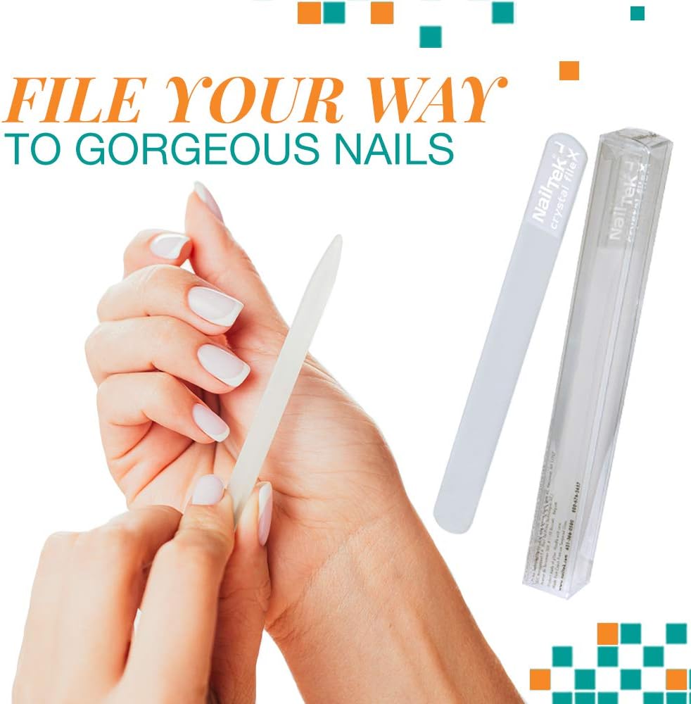 Nail Tek Crystal File – 7" Durable Glass Nail File with Case, Travel-Friendly Manicure & Pedicure Tool for Smooth, Healthy Nails, XL, 1-Pack