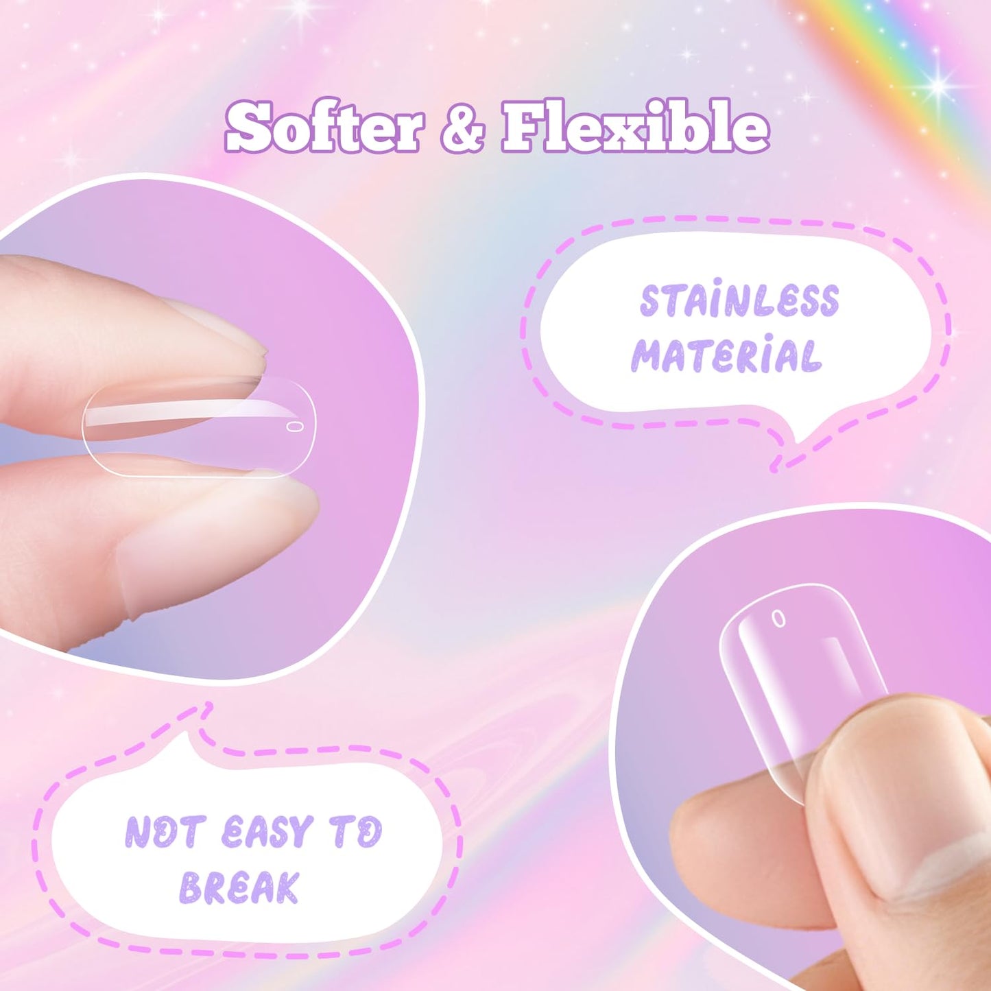 krofaue Kids Fake Nails - Short Oval Clear Nail Tips 240pcs Kids Press On Nails for Little Girls Full Cover Children Fake Nails Decoration 10 Sizes Artificial Acrylic Soft Gel Nail Tips