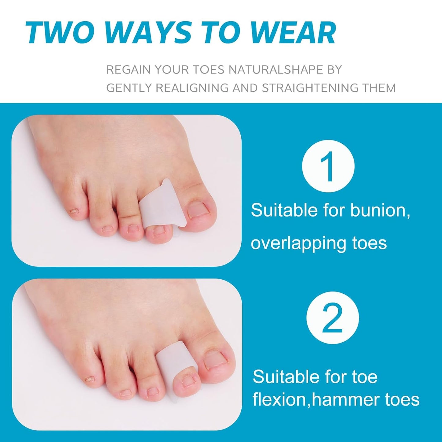 Hammer Toe Straightener Corrector - Toe Spacers Toe Separators for Bunion, Curled Toes, Hammertoes, Toe Corrector Toe Splint for Men and Women,6 Pack (Medium Size)