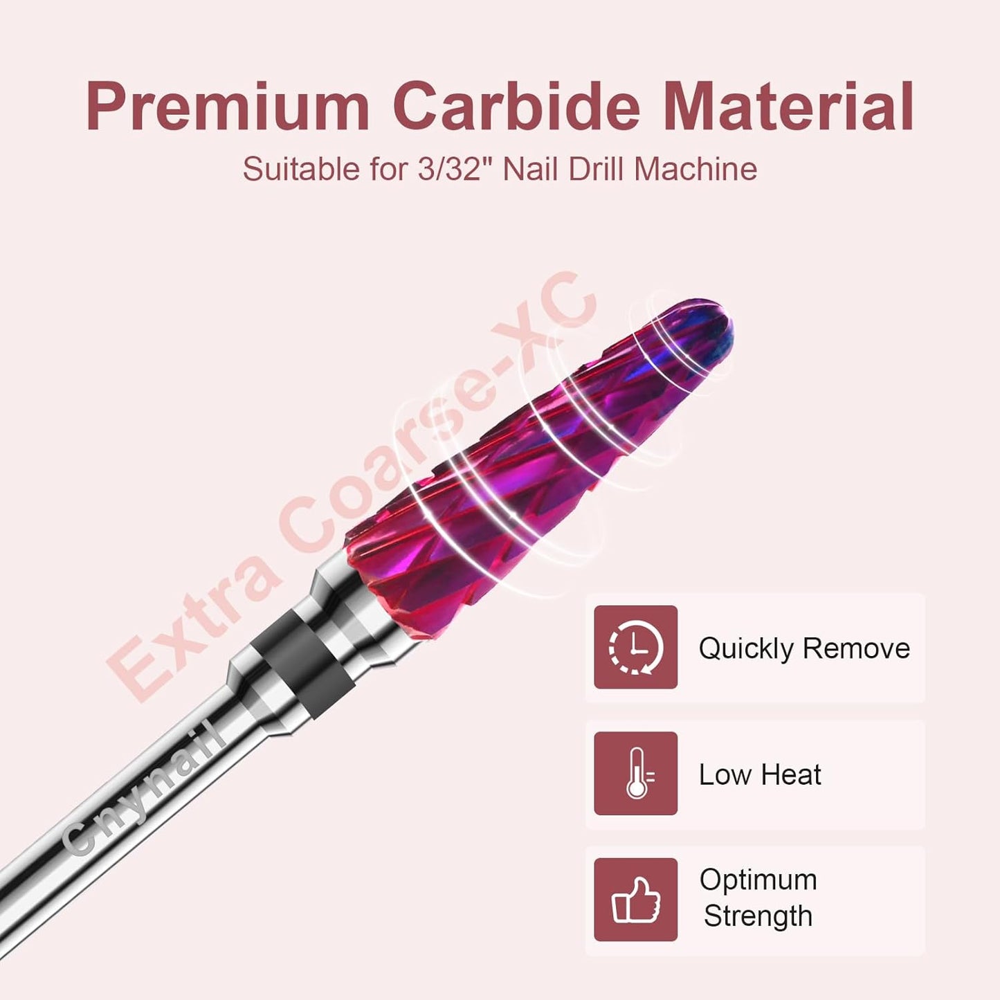3/32" 2PCS Clean Cone Bits Coarse Grit Carbide Cuticle Cleaner Bit for Electric Nail Drills – Professional Manicure Tool for Nail Salons and Home Use (XC Grit. Purple)