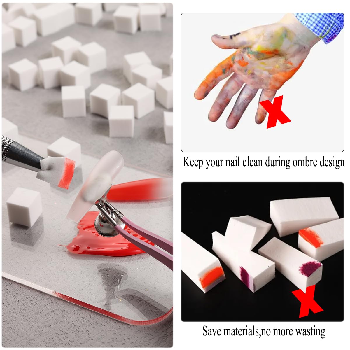 Soft Sponges with Grabbing Pen for Ombre and Aura Nail Art with Brush, Professional Manicure Nail Art Tools Accessories Supplies, 100 Pieces
