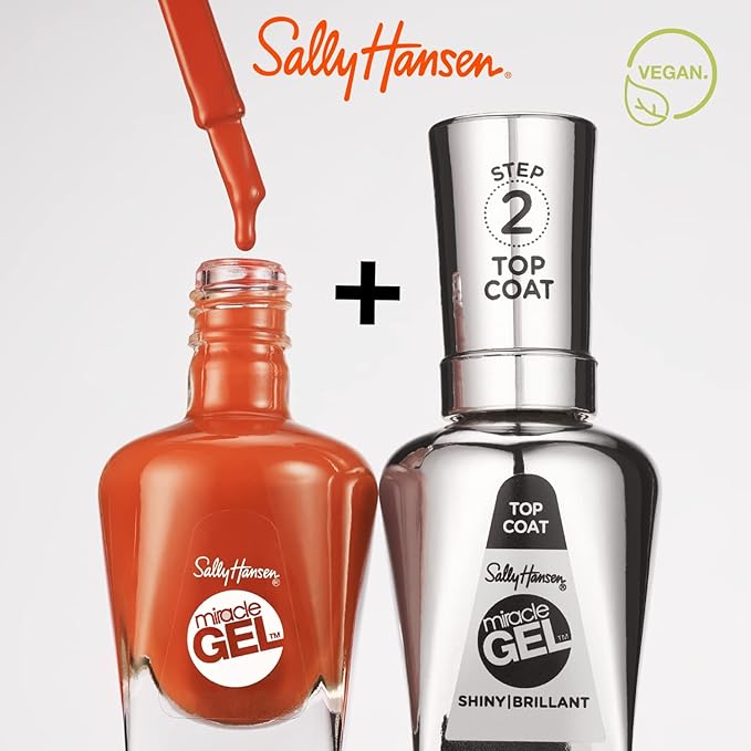 Sally Hansen Miracle Gel Salon Quality Nail Polish | Gel-Like Formula, Two-Step System, No UV Light Needed, Long Lasting | Semi-Opaque, Glittery | 777 Sunken Treasure | Gold Glitter Nail Polish