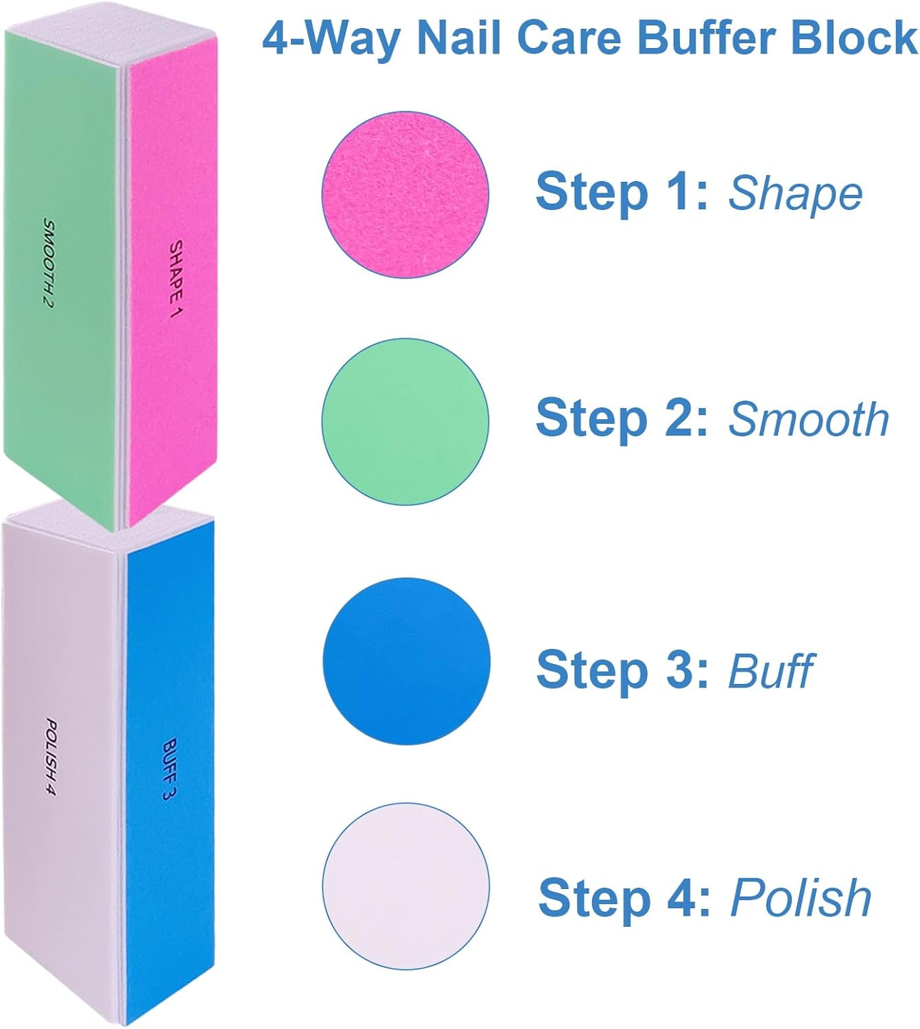 4 Way Nail Buffer Block (10 Pcs), Nail Shine Buffers Blocks Files for Natural and Acrylic Nails Smoother Buffing Block Polisher Fingernail File Buffer 120/240/600/3000 Grit for Buffing Shinning